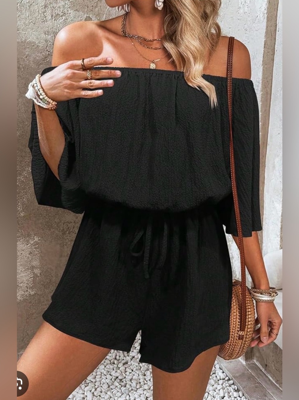 Express Black Off-Shoulder Romper